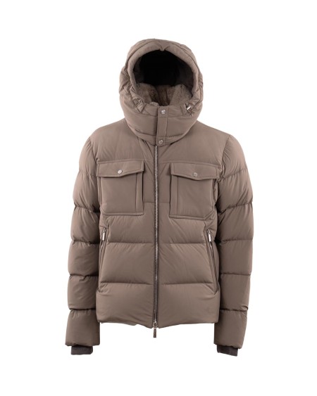 Shop MOORER  Piumino: MooRER piumino "Alarick".
Collo alto.
Maniche lunghe.
Collo con pelliccia.
Chiusura con zip a doppio cursore.
Tasche a filo con zip e tasche a toppa sul petto.
Composizione: 88% Poliammide, 12% Poliuretano.
Made in Italy.. ALARICK KN-U0214